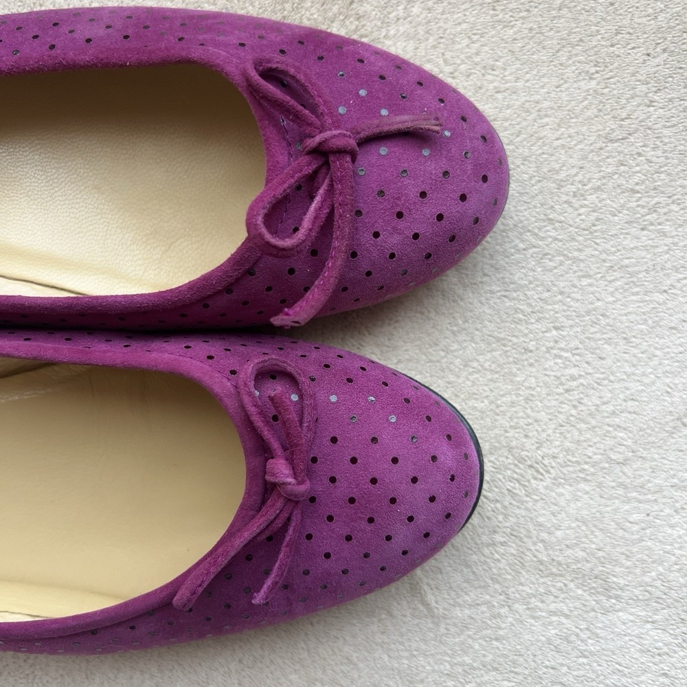 Flats Napa Valley Women 9 fits like 8 Fuchsia Pink Suede Black Dots Ballet Flat